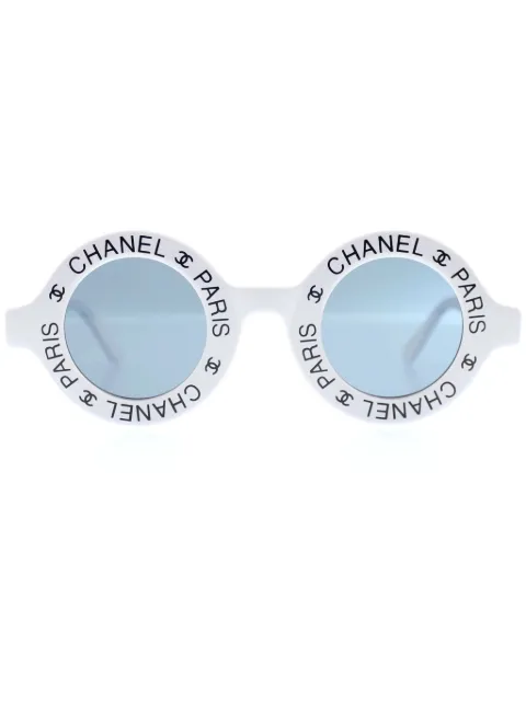 CHANEL Pre-Owned 1993 logo-print round-fame sunglasses White CHANELPARISWHITESUNGLASSES