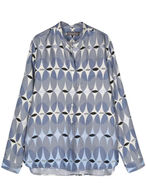 Lorena Antoniazzi monogram-pattern silk shirt Blue P2456CA09A4555