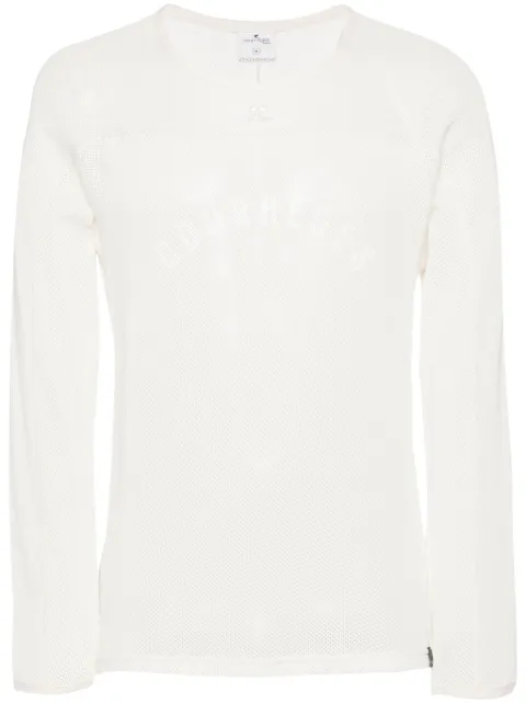 Courrèges logo-print mesh T-shirt Neutrals 124JTS124JS0094
