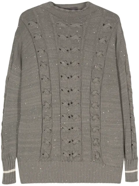 Lorena Antoniazzi sequin-embellished cable-knit jumper Grey P24127DM10D2545