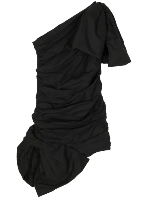 pushBUTTON bow one-shoulder minidress Black PB2410503W