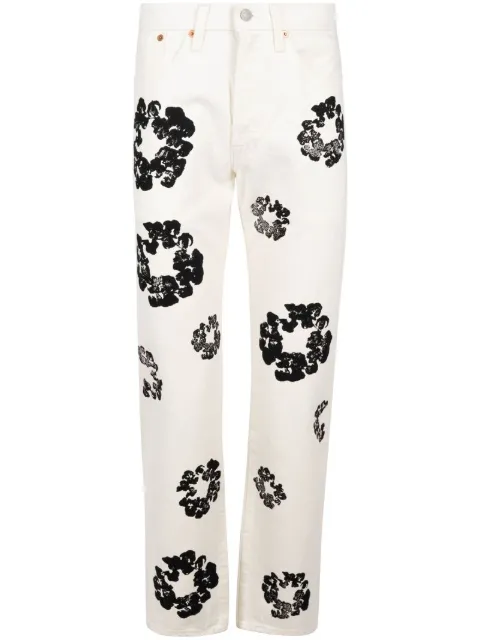 Denim Tears x Levi's wreath-print straight-leg jeans White DT18