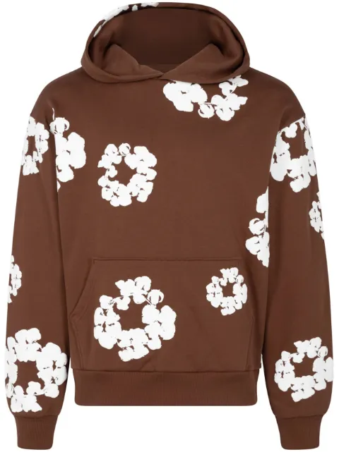 Denim Tears wreath-print cotton hoodie Brown DT08