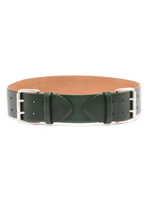 Dice Kayek double-buckle leather belt Green R24B90003