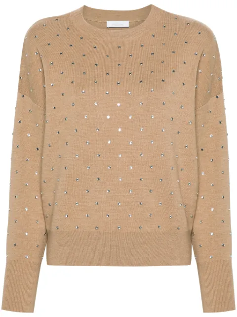 Rabanne crystal-embellished wool jumper Brown 24PMPU252ML0264