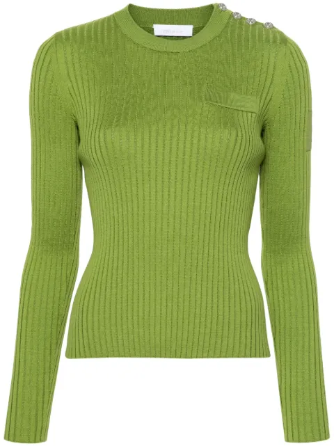 Rabanne crew-neck ribbed-knit top Green 24PMPU258ML0268
