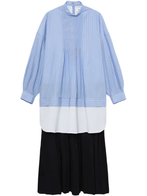 Enföld pinstripe-print layered cotton dress Blue 300HS2330220