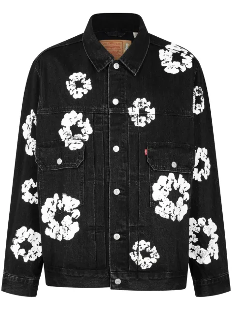 Denim Tears x Levi's wreath-print denim jacket Black DT15