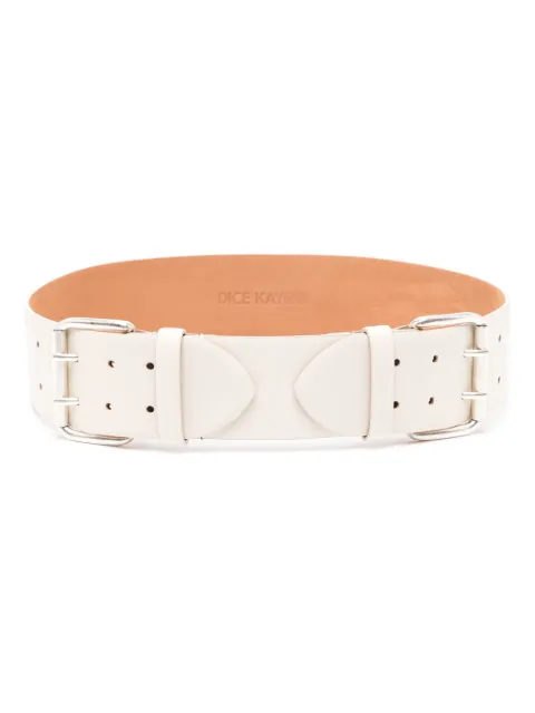 Dice Kayek double-buckle leather belt White R24B90003