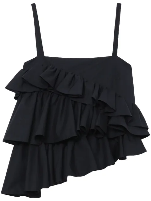 MSGM asymmetric ruffle top Black 3641MDT07247101