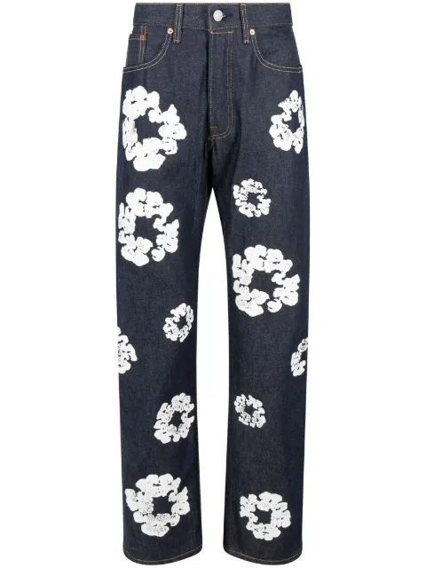 Denim Tears x Levi's Cotton Wreath-print "Selvedge" jeans Blue DT17