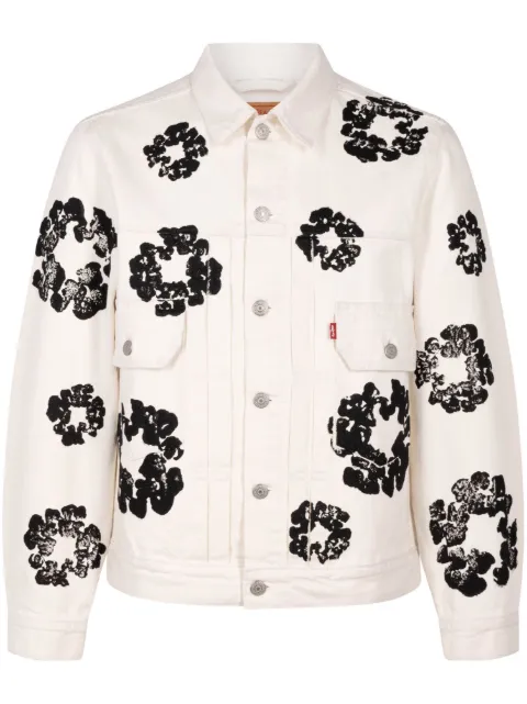 Denim Tears x Levi's wreath-print denim jacket White DT16