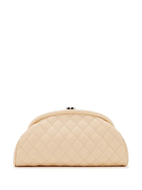 CHANEL Pre-Owned diamond-quilted clutch bag Neutrals CHANELBEIGECAVIARCLUTCH