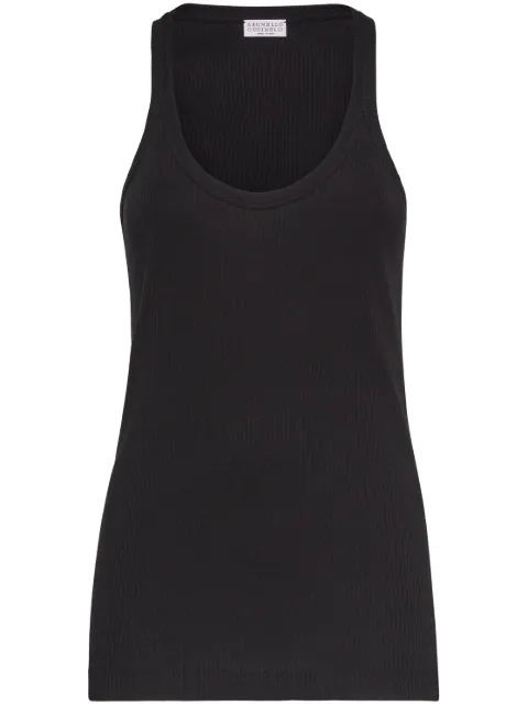 Brunello Cucinelli ribbed cotton tank top Black MH990BM110C101