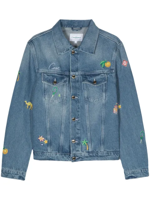 Casablanca embroidered motif denim jacket Blue MPS24JK003