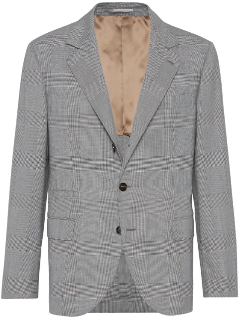 Brunello Cucinelli check-print virgin-wool blazer Black MN4767BTCC001