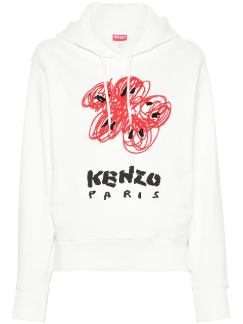 Kenzo Drawn Flowers embroidered hoodie White FE52SW1244MF