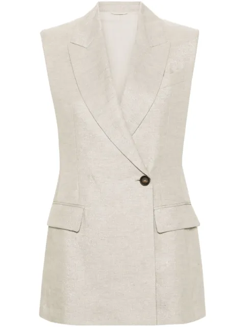 Brunello Cucinelli metallic-threading sleeveless blazer Grey MH5672006C011