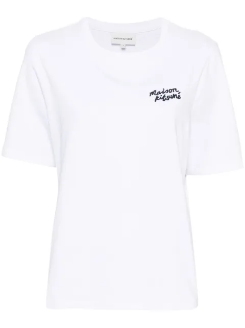 Maison Kitsuné logo-embroidered cotton T-shirt White MW00126KJ0119