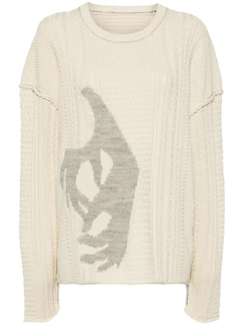 Y's chunky-knit wool jumper White YYK82683