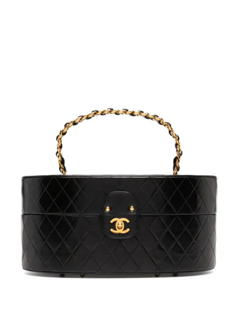CHANEL Pre-Owned 1988 Train Case vanity bag Black CHANELBLACKOVALVANITY
