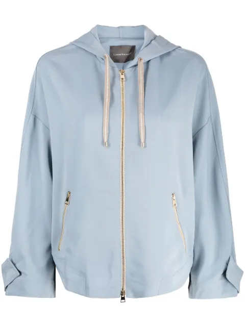 Lorena Antoniazzi stretch-virgin wool hooded jacket Blue A2365CP11B4366