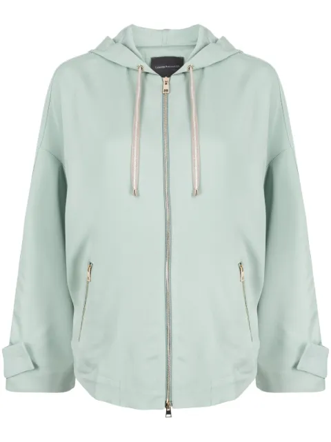 Lorena Antoniazzi stretch-virgin wool hooded jacket Green A2365CP11B4366