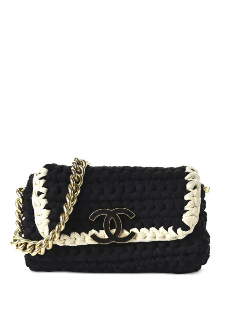 CHANEL Pre-Owned medium Crochet Flap shoulder bag Black CHANELBICOLORROPEFLAP
