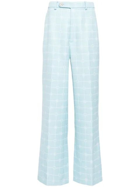 Casablanca Heart Monogram-jacquard wool trousers Blue 2410207158066