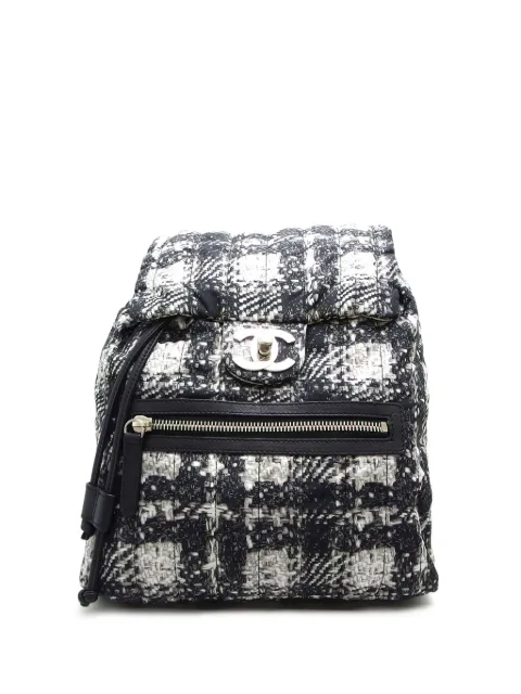 CHANEL Pre-Owned medium CC turn-lock tweed backpack Black CHANELZIPPRINTEDBACKPACK