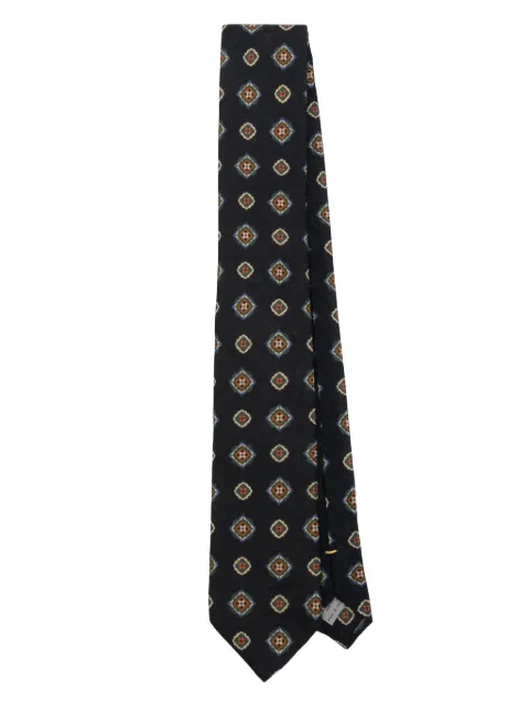 Canali geometric-print wool tie Blue 70HS03595