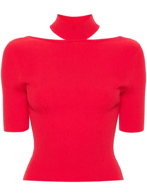 Cult Gaia Brianna ribbed knitted top Red KTSSYN