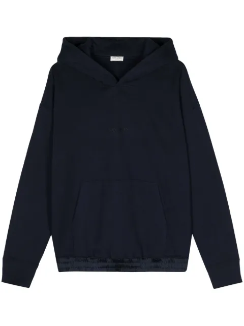 Saint Laurent logo-embroidered cotton hoodie Blue 773358Y36SW