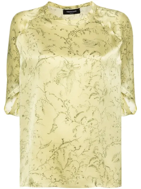 Fabiana Filippi graphic-print silk blouse Green TPD274F100H2060000