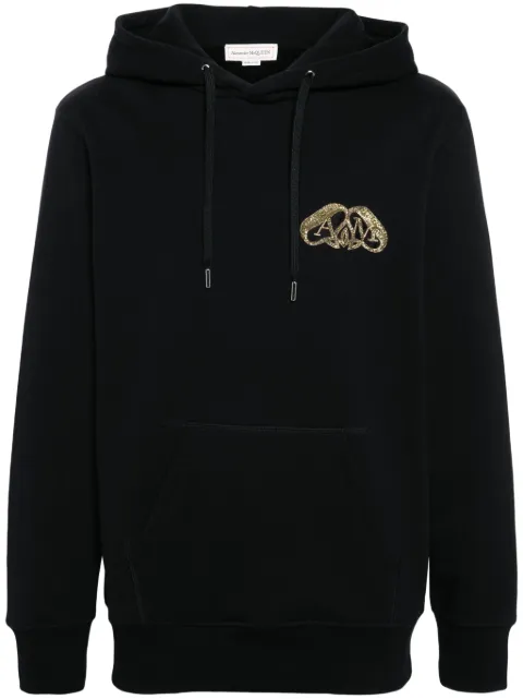Alexander McQueen Half Seal Logo cotton hoodie Black 781955QXAAG