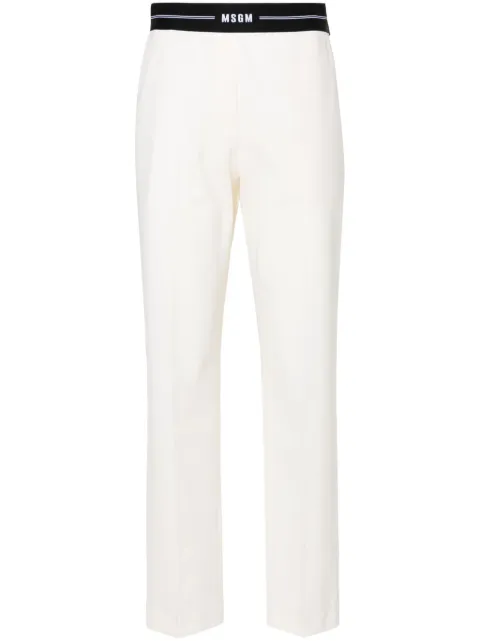 MSGM logo-waistband tapered trousers Neutrals 3641MDP1524720002
