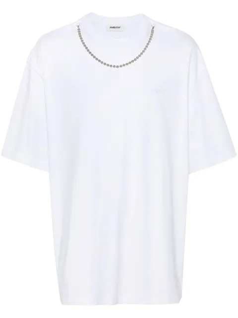 AMBUSH chain-detail logo-embroidered T-shirt White BMAA001S24JER0010101