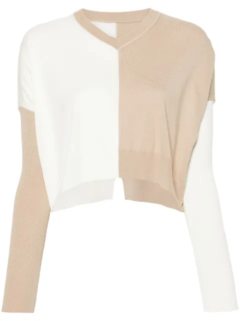 MM6 Maison Margiela colour-block cropped jumper White S52HN0005S18460