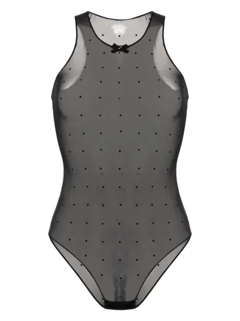 DSQUARED2 rhinestone-embellished mesh bodysuit Black D8F075570ISA01