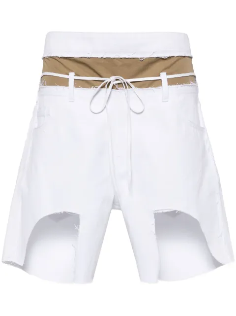 LITKOVSKA asymmetric layered denim shorts White P14SS24
