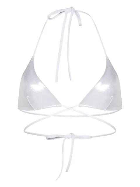 DSQUARED2 metallic halterneck bikini top Silver D6B814790ISA01