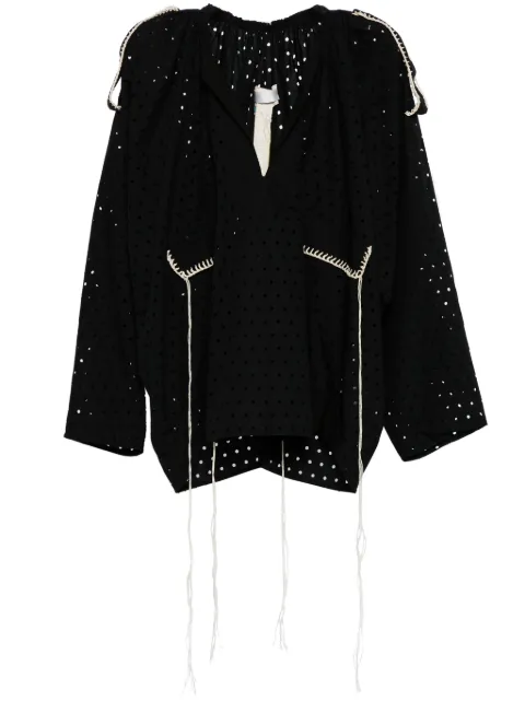 LITKOVSKA perforated thread-detail cotton blouse Black B06SS24
