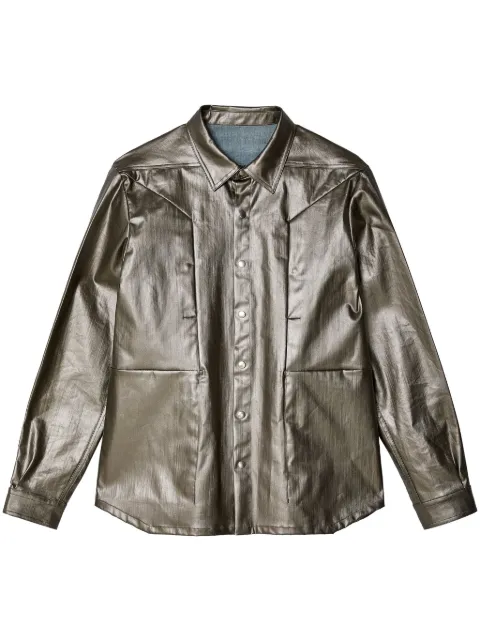 Rick Owens Fogpocket high-shine shirt jacket Silver RU01D3727SCT