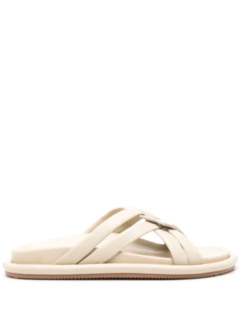 Moncler Bell interwoven-straps slides Neutrals J109B4L00130M4041