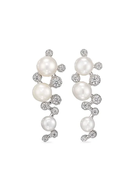 Anabela Chan 18kt white gold Mini Constellation diamond and freshwater pearl earrings White AC17CC12ESWGIP