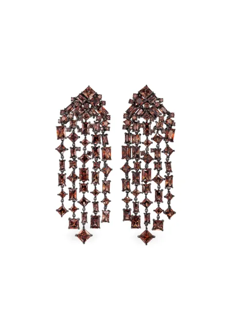Anabela Chan rhodium Cascade quartz earrings Brown AC22MT15ESBRSQ