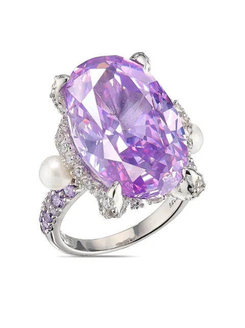 Anabela Chan 18kt white gold vermeil Lilac Mermaid gemstone and pearl ring Purple AC23MT07RSWGLA