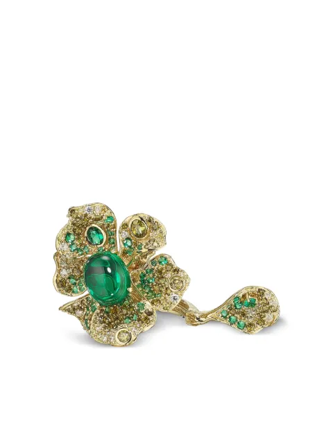 Anabela Chan 18kt yellow gold vermeil Emerald Peony emerald and diamond ring Green AC20EG11RSYGGE