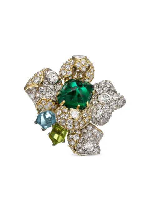 Anabela Chan 18kt gold vermeil Emerald Blossom gemstone ring White AC16FD08RSYGGE