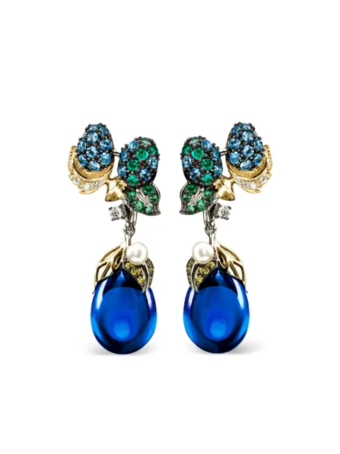 Anabela Chan 18K yellow gold diamonds and gemstones earrings Blue AC17DF14ESYGBS
